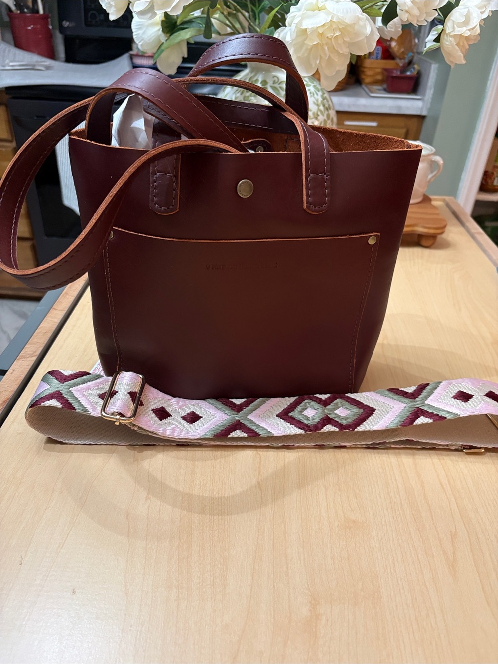 Portland Leather Mini Tote in Cogmac